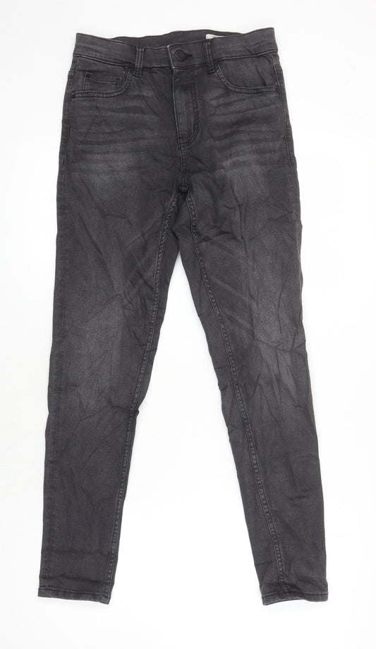 M&S Womens Grey Cotton Skinny Jeans Size 8 L27 in Regular