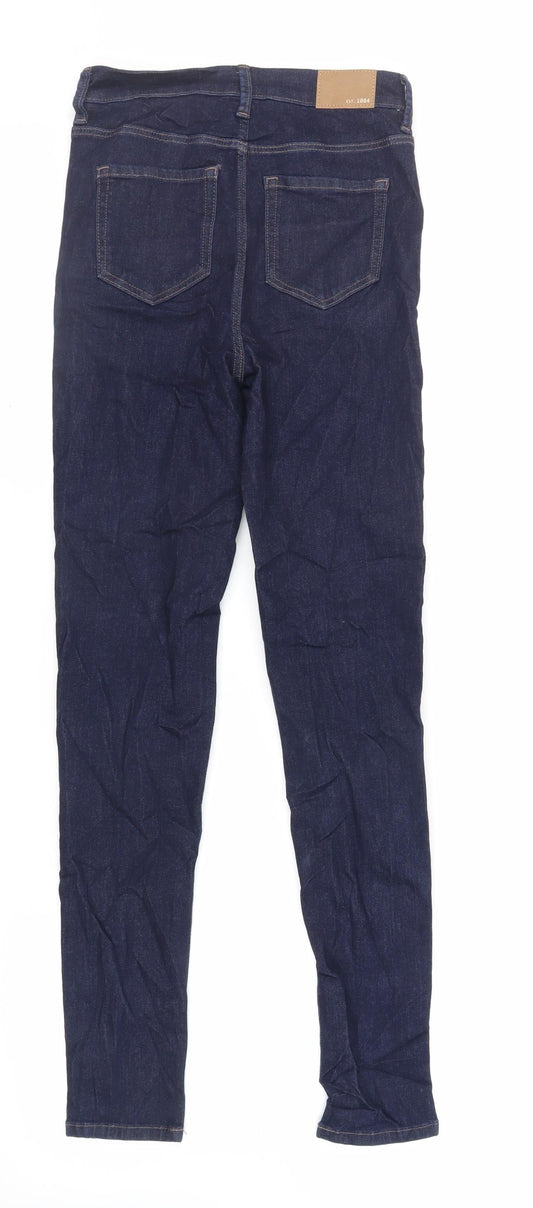 Marks and Spencer Womens Blue Cotton Skinny Jeans Size 8 L31 in Regular Zip