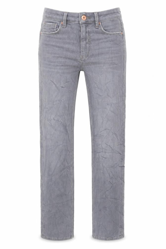 Marks & Spencer Womens Grey Cotton Straight Jeans Size 8 L31 in Regular Zip - Long Lenght
