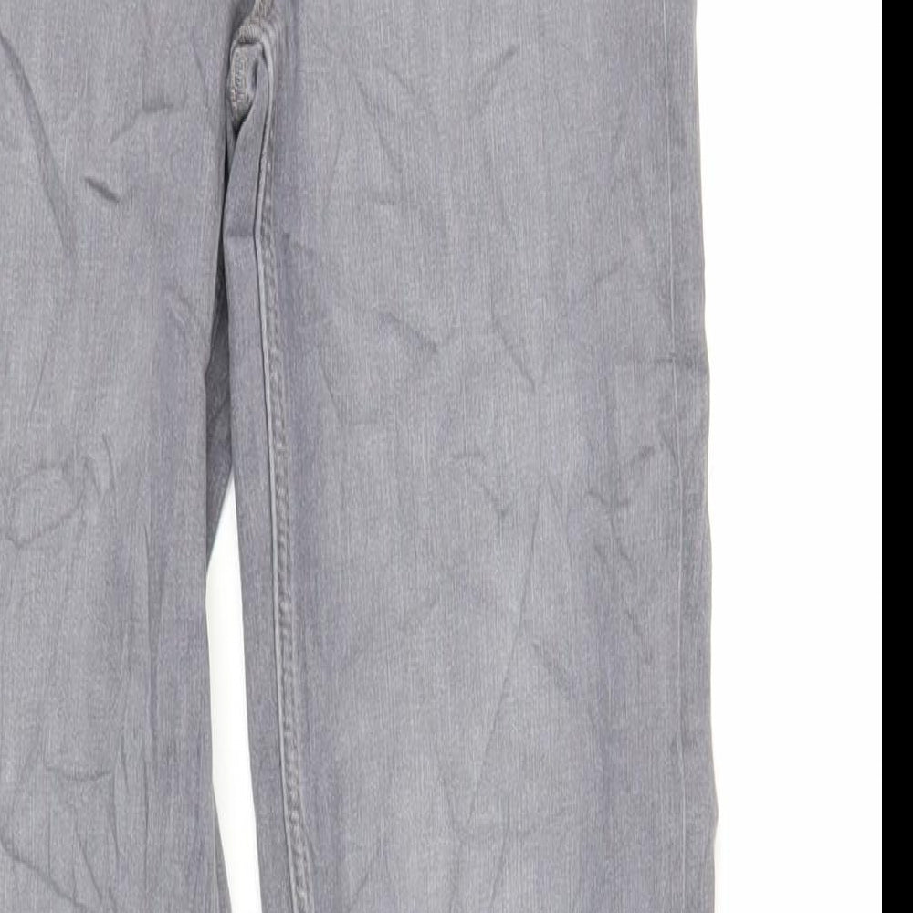 Marks and Spencer Womens Grey Cotton Straight Jeans Size 8 L31 in Regular Zip - Long Lenght