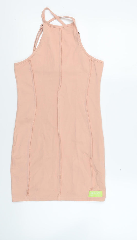 Public Desire Womens Pink Cotton Mini Size 14 Halter Pullover - Backless