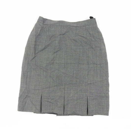 St Michael Womens Grey Wool Straight & Pencil Skirt Size 12 Zip - Vintage