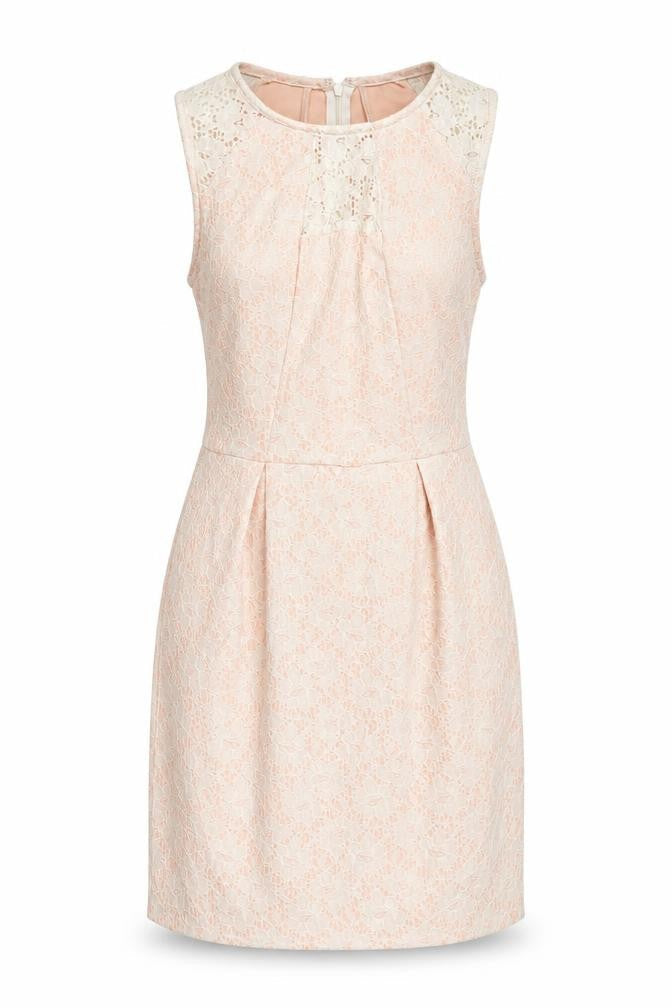 New Look Womens Pink Nylon Pencil Dress Size 10 Boat Neck Zip