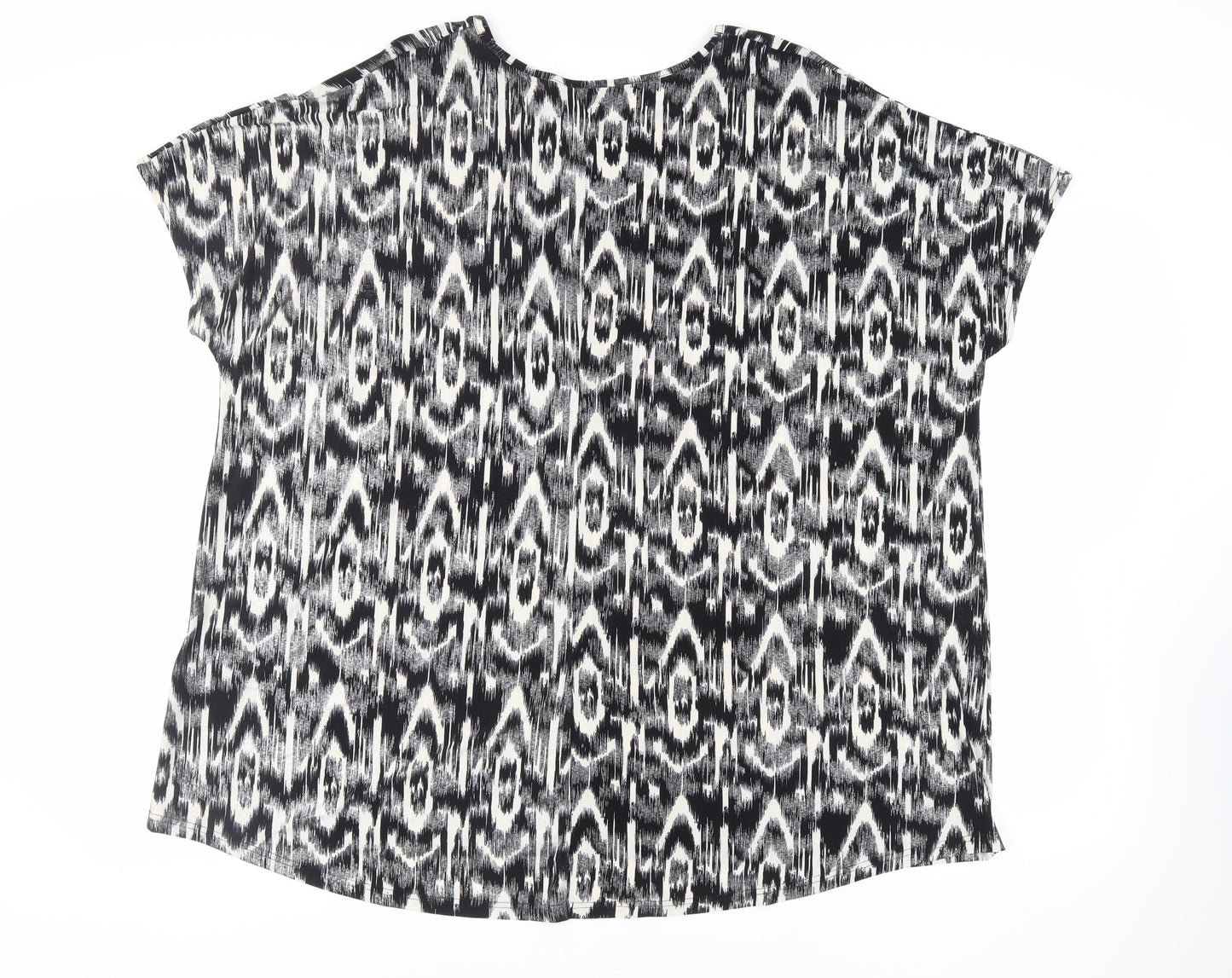 LOVE YOURS Womens Black Geometric Polyester Tunic Blouse Size 22 Round Neck - Size 22-24