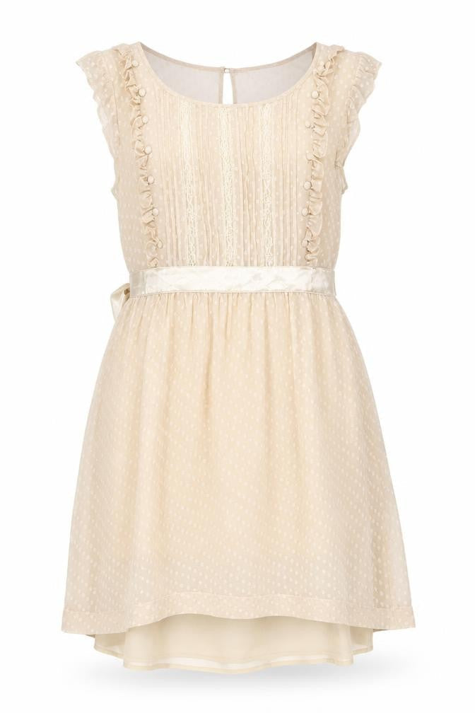 Miss Selfridge Womens Beige Polyester A-Line Size 12 Boat Neck Zip