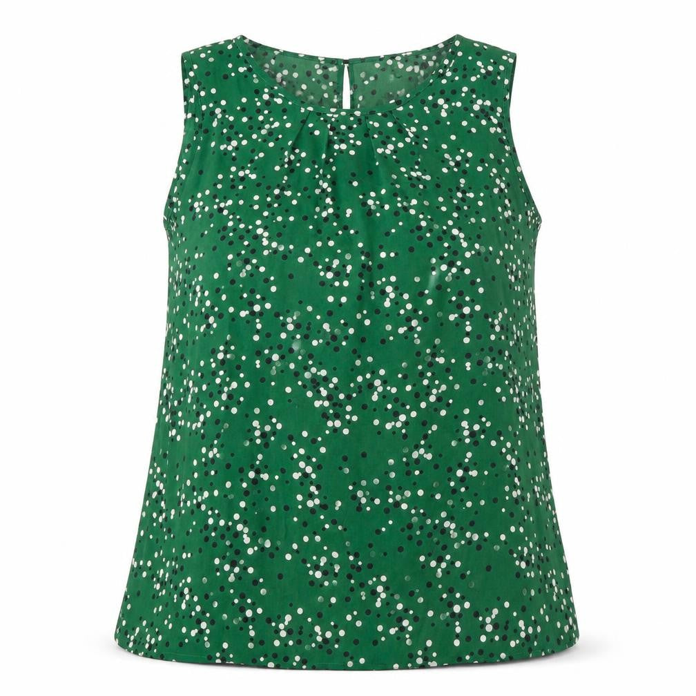 Paraphrase Womens Green Polka Dot Polyester Basic Button-Up Size 20 Round Neck