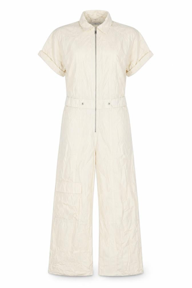 Zara Womens Beige Cotton Jumpsuit One-Piece Size S L31 in Zip