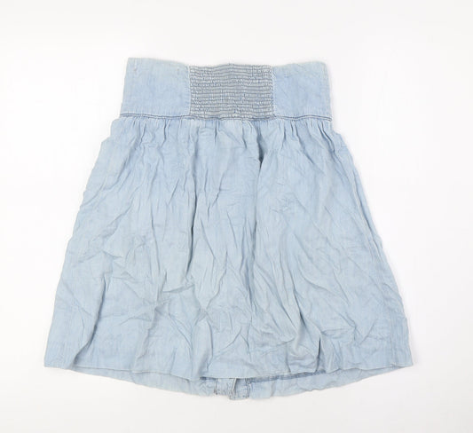zeana Womens Blue Cotton A-Line Skirt Size S Button