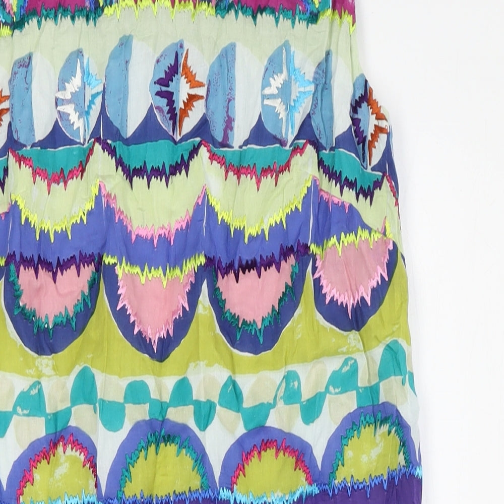 Derhy Womens Multicoloured Cotton Pencil Dress Size M Round Neck Zip