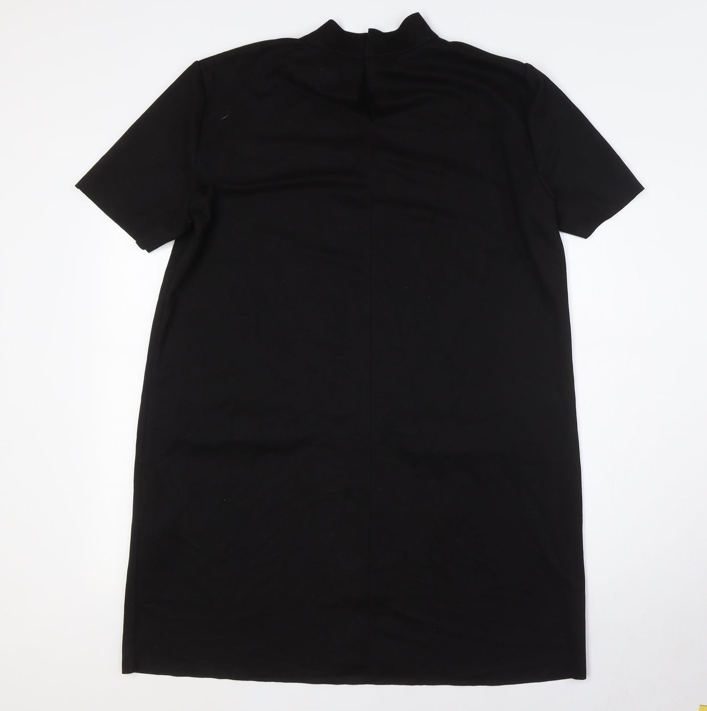 Zara Womens Black Polyester Shift Size XL Mock Neck Button