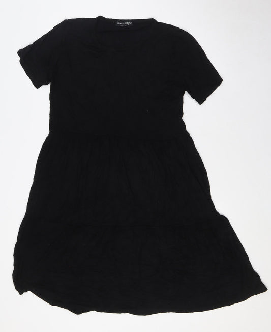 Select Womens Black Polyester A-Line Size 16 Round Neck