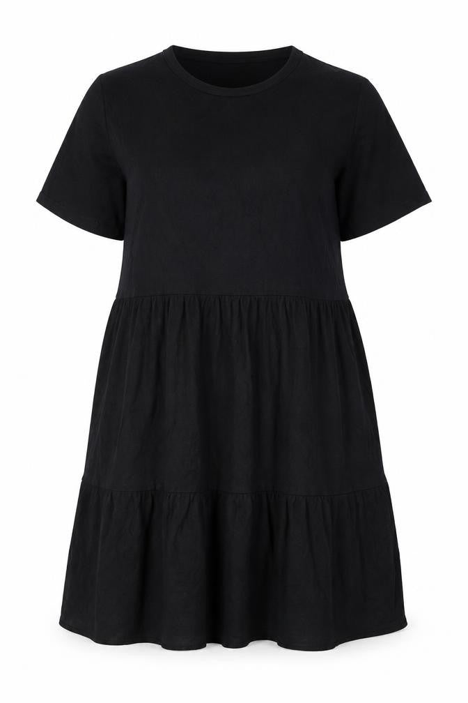 Select Womens Black Polyester A-Line Size 16 Round Neck