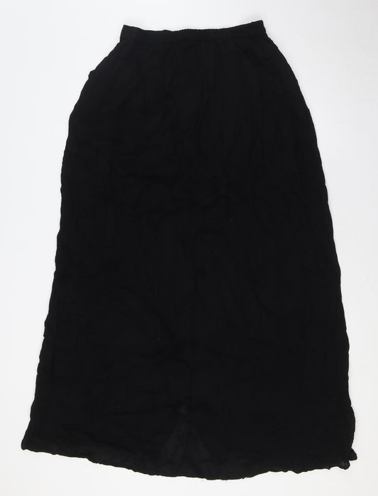 Stradivarius Womens Black Viscose A-Line Skirt Size S Button - Pockets