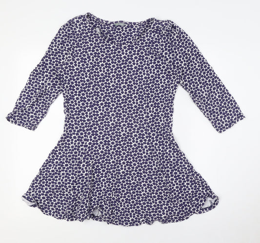 Marks and Spencer Womens Blue Viscose A-Line Size 12 Round Neck - Stars
