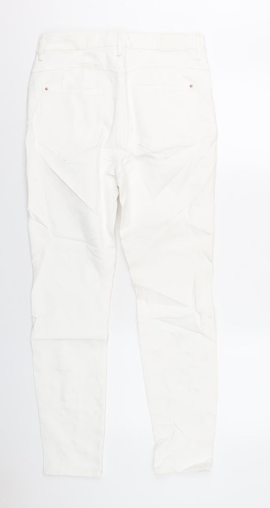 Marks and Spencer Womens White Cotton Skinny Jeans Size 12 L28 in Regular Zip