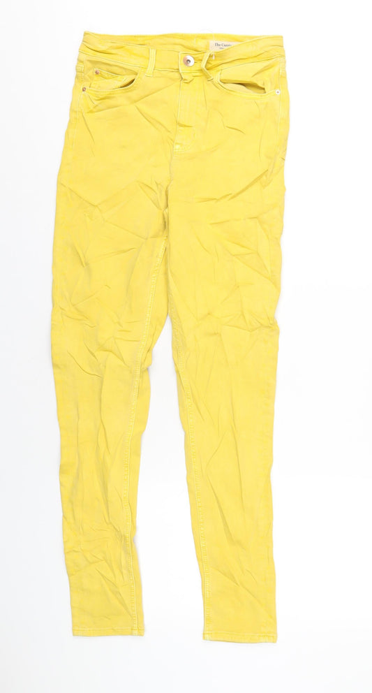Marks and Spencer Womens Yellow Cotton Skinny Jeans Size 8 L30 in Regular Zip