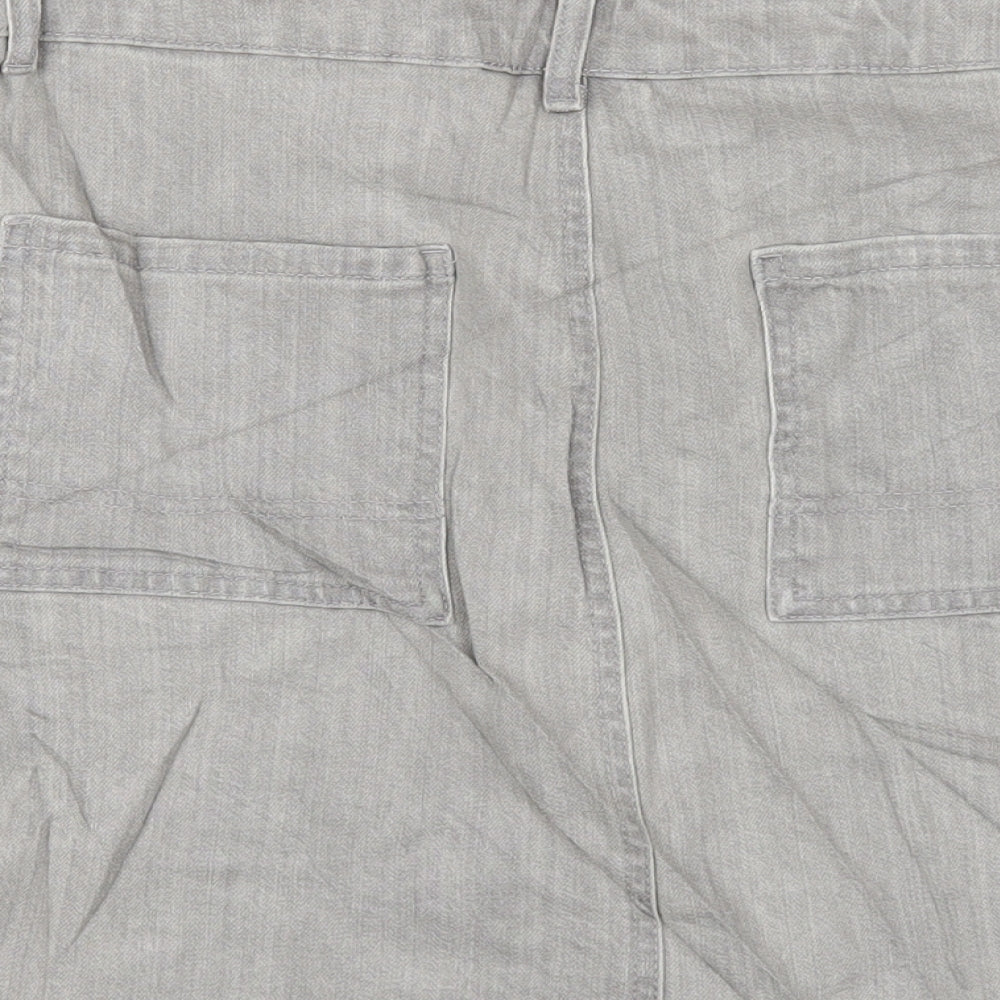 Marks and Spencer Womens Grey Cotton A-Line Skirt Size 10 Zip