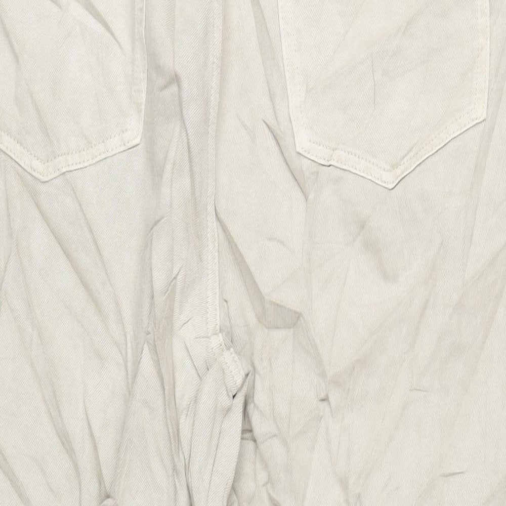 Marks and Spencer Womens Beige Cotton Wide-Leg Jeans Size 22 L26 in Regular Zip