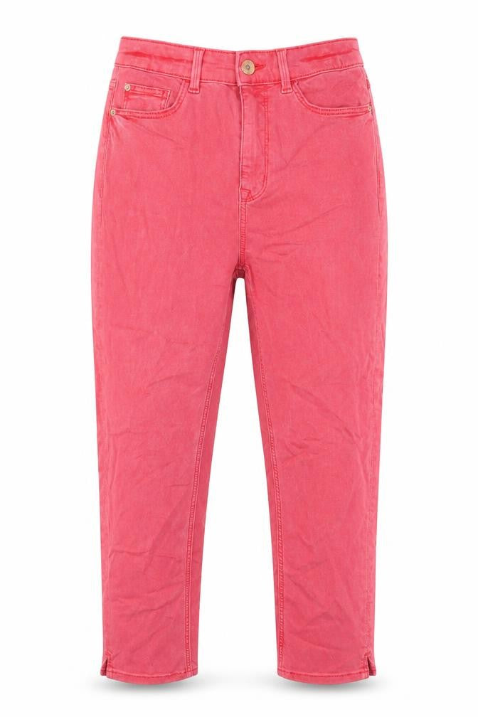 Marks & Spencer Womens Red Cotton Cropped Jeans Size 8 L23 in Regular Zip