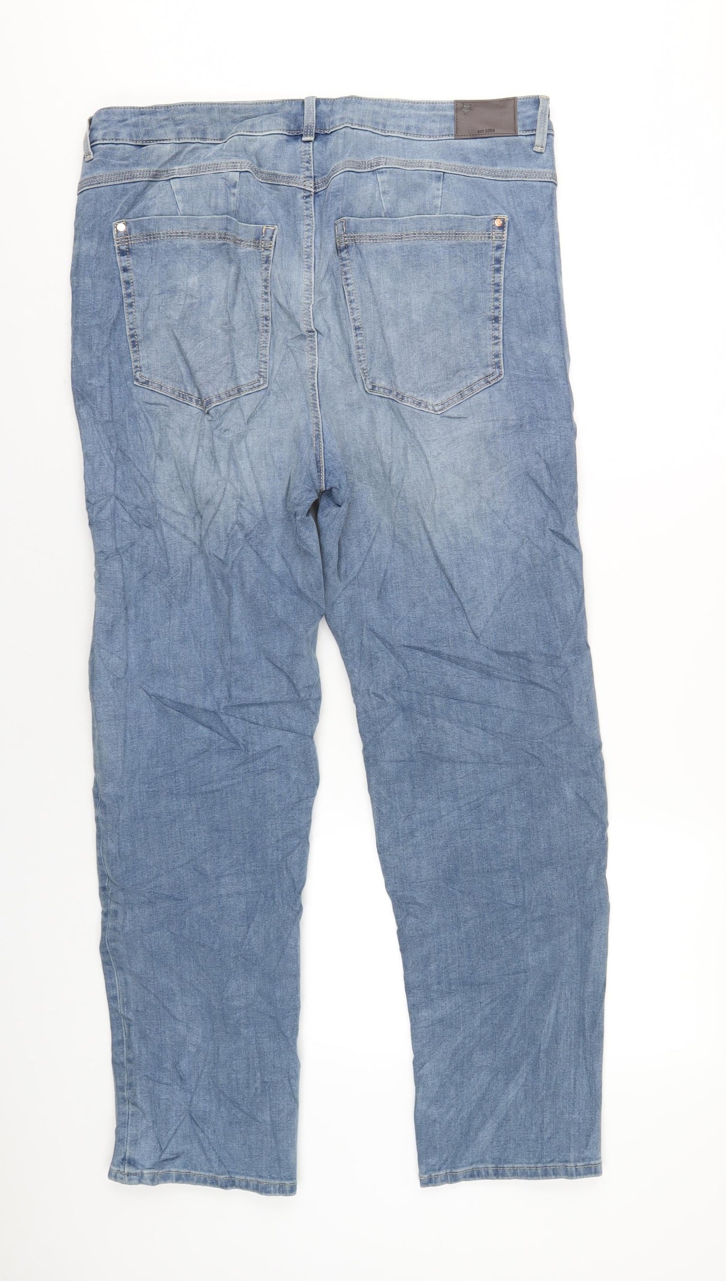 Marks and Spencer Womens Blue Cotton Straight Jeans Size 36 in L30 in Regular Zip