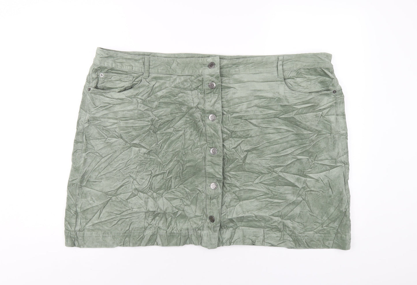 Marks and Spencer Womens Green Cotton A-Line Skirt Size 24