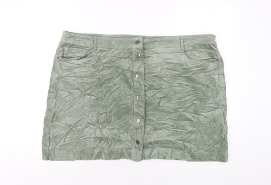 Marks and Spencer Womens Green Cotton A-Line Skirt Size 24