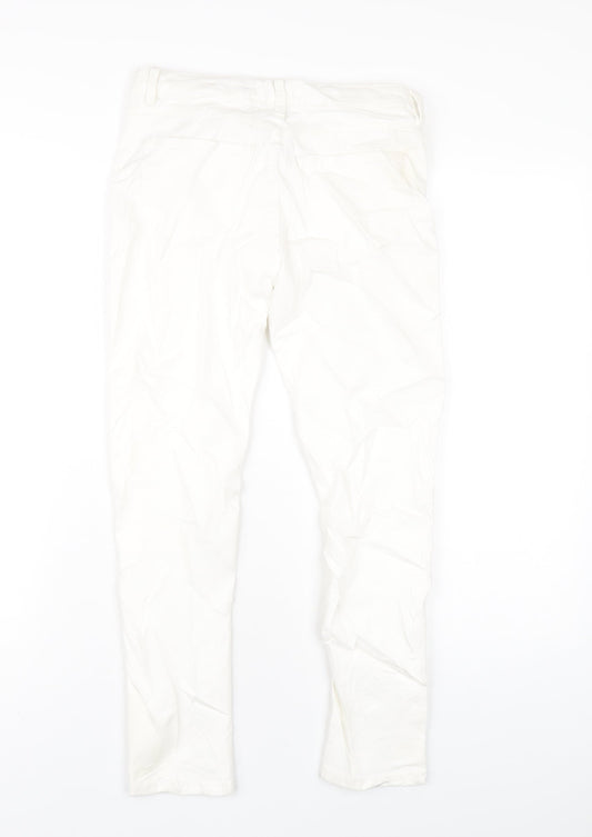 Marks and Spencer Girls White Cotton Skinny Jeans Size 10-11 Years L26 in Regular Zip