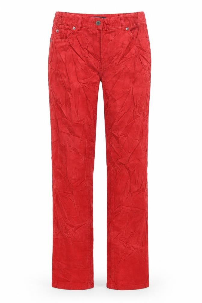 Marks & Spencer Womens Red Cotton Trousers Size 8 L31 in Regular Zip