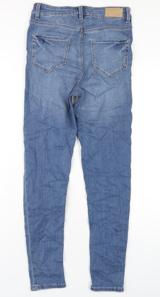Marks and Spencer Womens Blue Cotton Skinny Jeans Size 8 L29 in Regular Zip