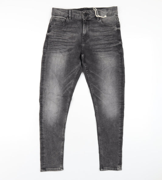 Marks and Spencer Womens Grey Cotton Skinny Jeans Size 10 L26 in Regular Zip