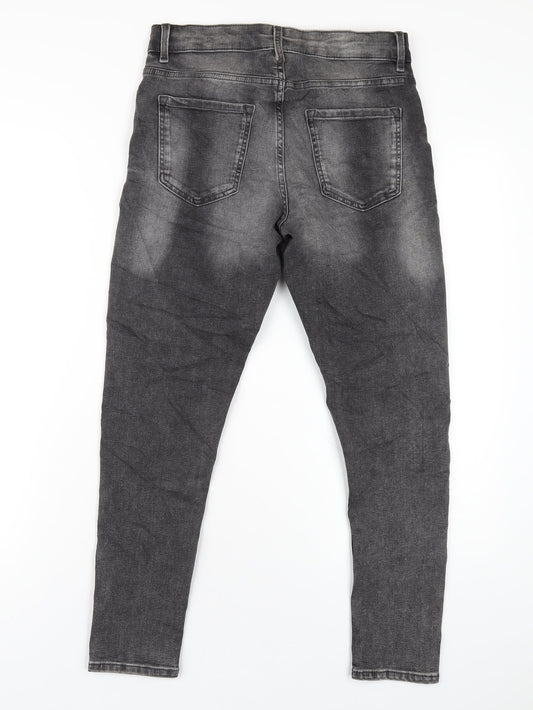 Marks and Spencer Womens Grey Cotton Skinny Jeans Size 10 L26 in Regular Zip