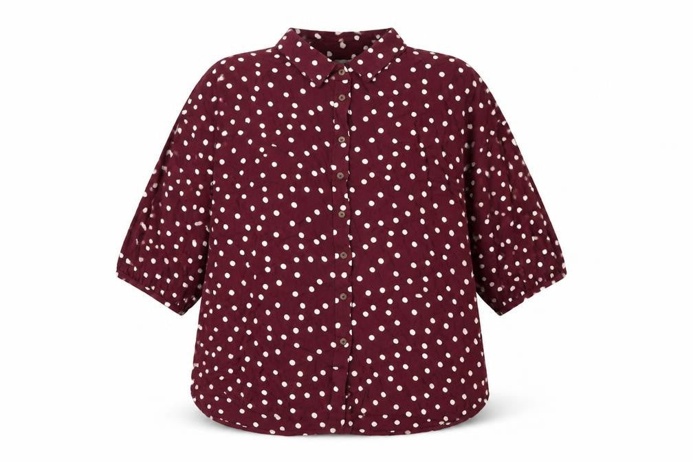 Next Womens Purple Polka Dot Viscose Basic Button-Up Size 12 Collared