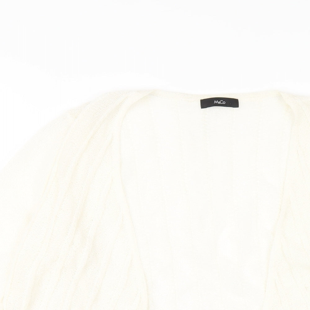 M&Co Womens Ivory V-Neck Acrylic Cardigan Jumper Size 10