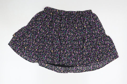 Marks and Spencer Girls Multicoloured Floral Polyester A-Line Skirt Size 13-14 Years Regular Pull On