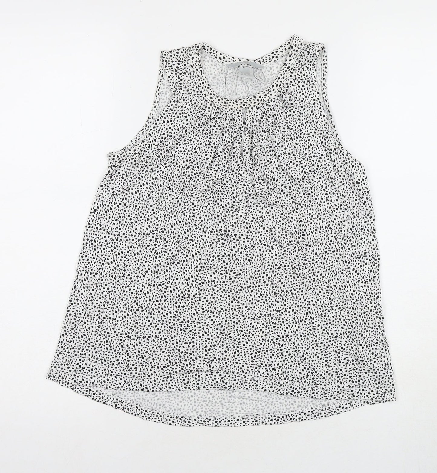 H&M Womens White Geometric Viscose Basic Tank Size XS Round Neck