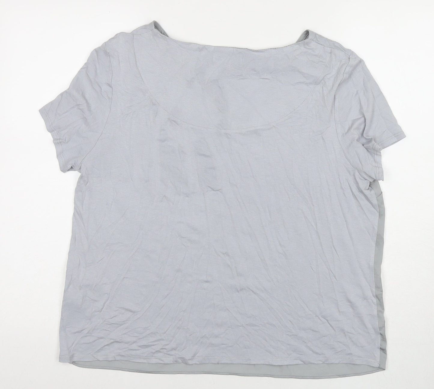 RJR.John Rocha Womens Grey Polyester Basic T-Shirt Size 16 Round Neck