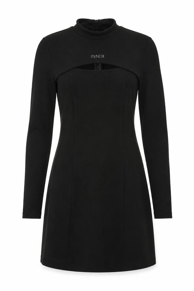Urban Revivo Womens Black Polyester A-Line Size S Round Neck Zip - Inner