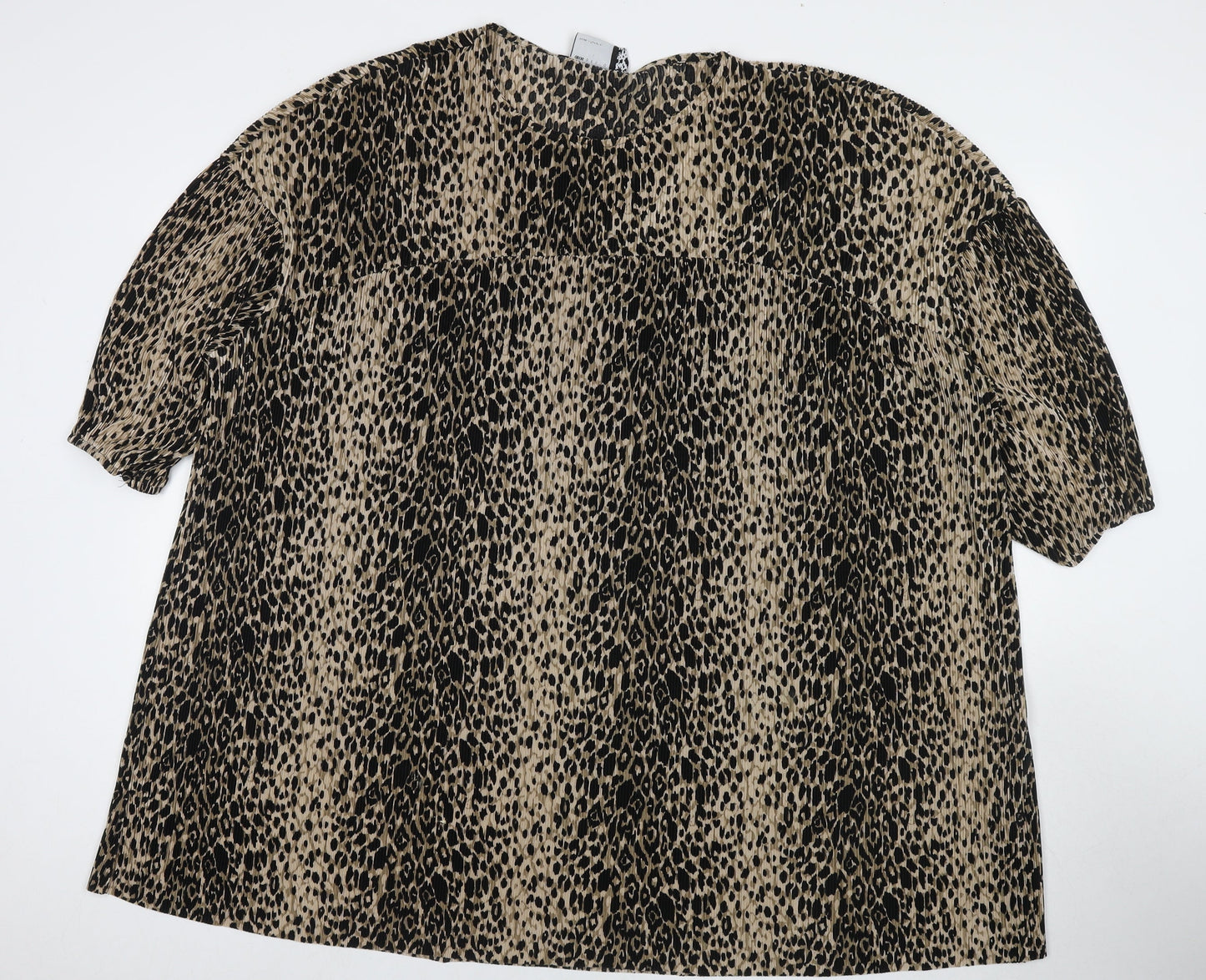 ASOS Womens Brown Animal Print Polyester Tunic T-Shirt Size 16 Round Neck