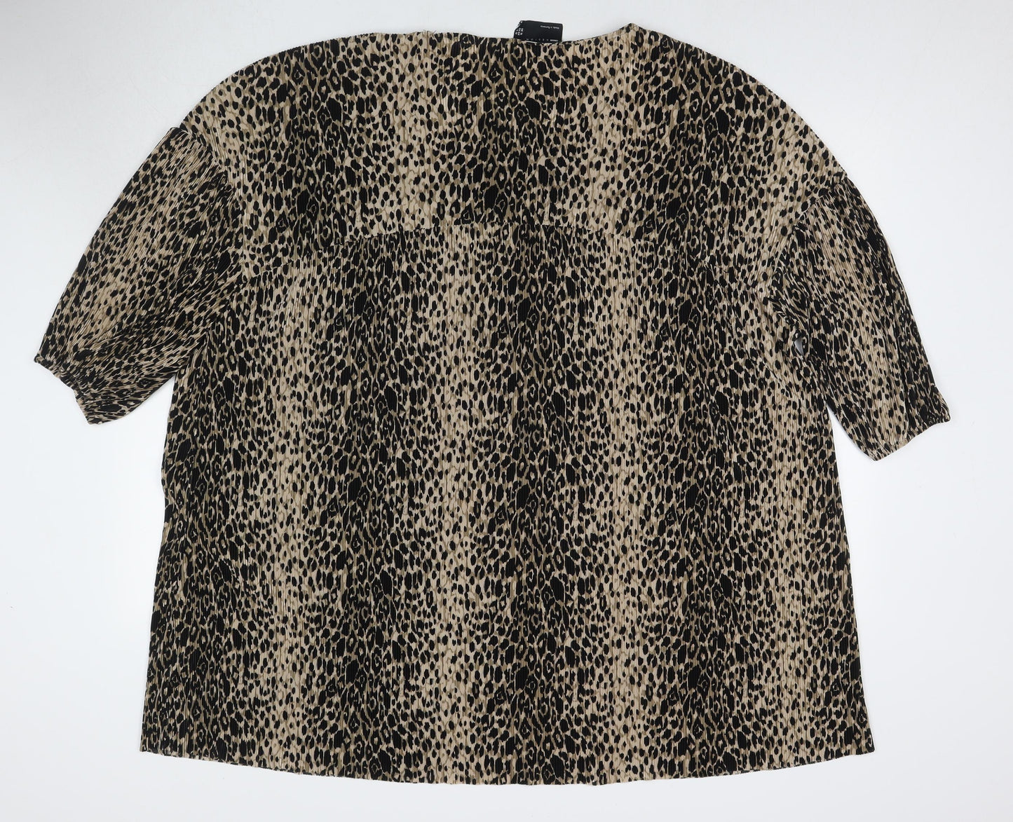 ASOS Womens Brown Animal Print Polyester Tunic T-Shirt Size 16 Round Neck