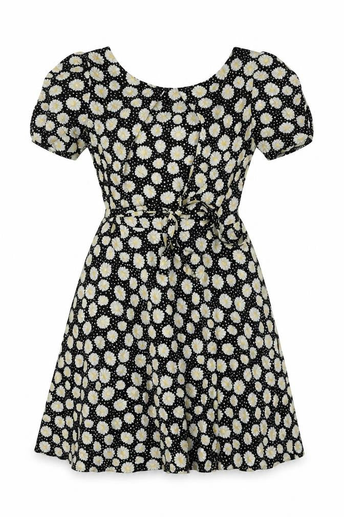 Dorothy Perkins Womens Black Floral Viscose Fit & Flare Size 10 Round Neck Pullover