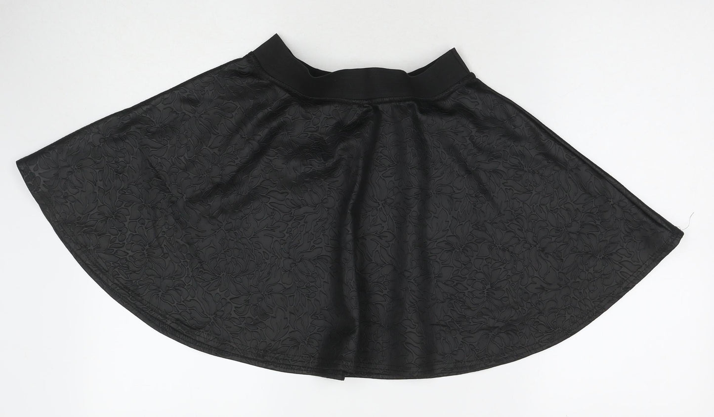 Mimi Womens Black Floral Polyester Skater Skirt Size M