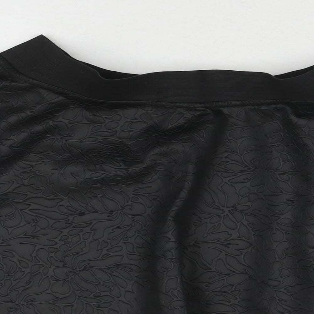 Mimi Womens Black Floral Polyester Skater Skirt Size M