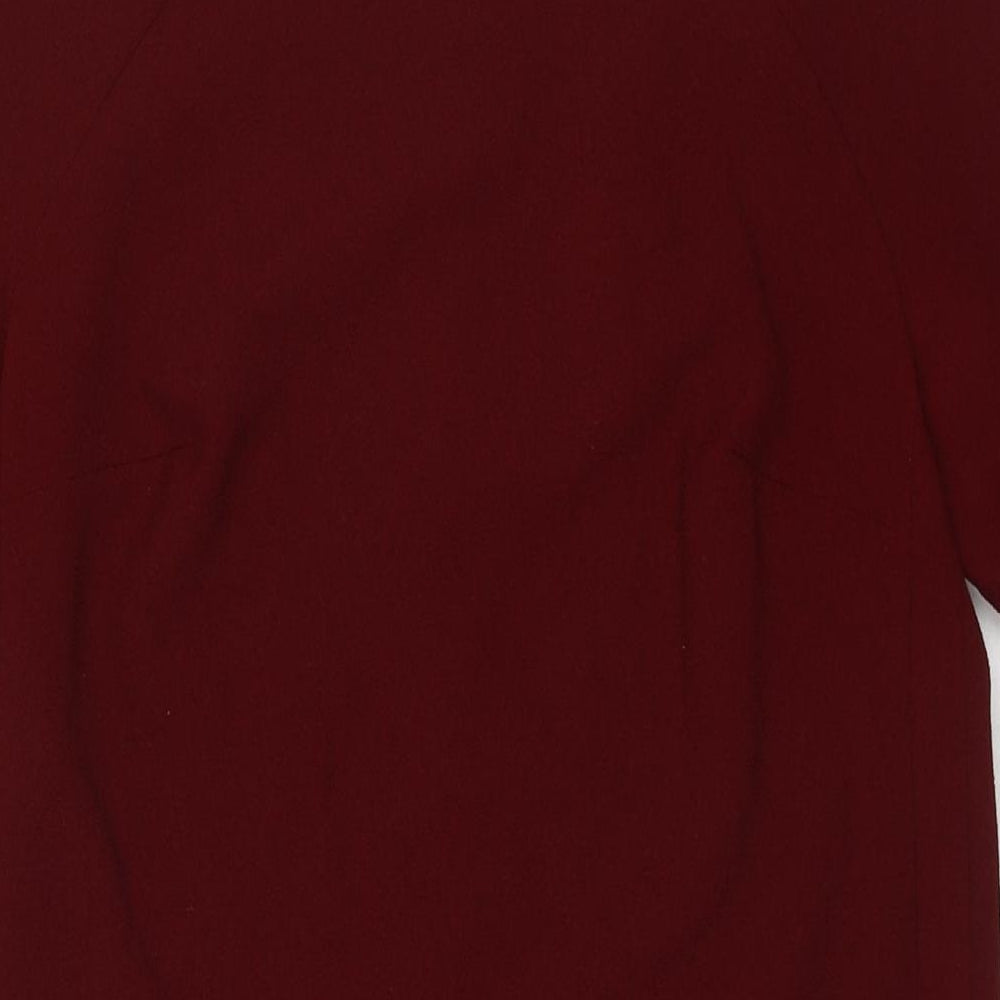 Marks and Spencer Womens Red Polyester A-Line Size 8 Round Neck Pullover