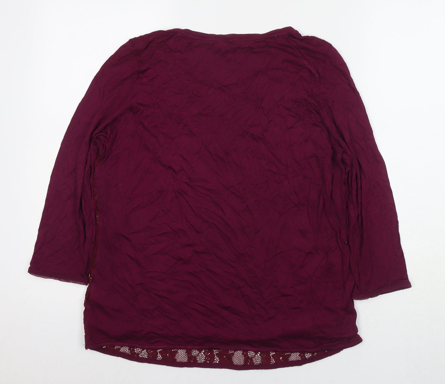 Marks and Spencer Womens Purple Viscose Basic Blouse Size 16 Round Neck