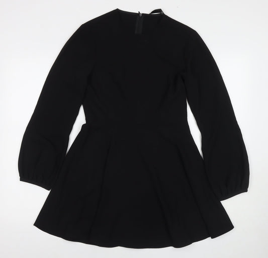 Zara Womens Black Polyester Fit & Flare Size S Round Neck Pullover