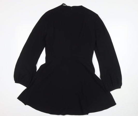 Zara Womens Black Polyester Fit & Flare Size S Round Neck Pullover