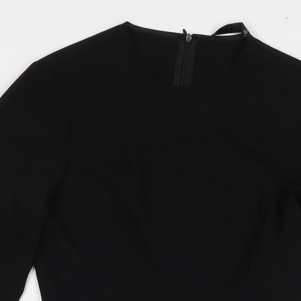 Zara Womens Black Polyester Fit & Flare Size S Round Neck Pullover