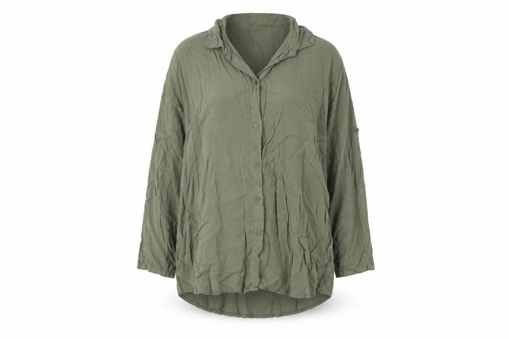 Blue Vanilla Womens Green Viscose Basic Button-Up Size M Collared