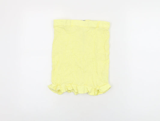Oh Polly Womens Yellow Rayon Mini Skirt Size 10 Zip