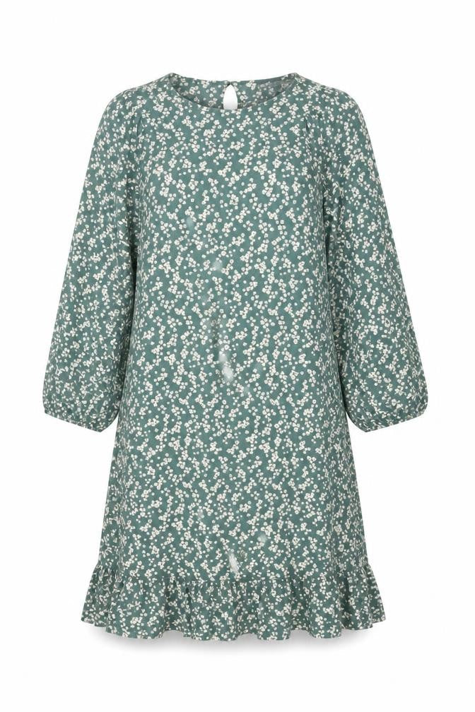 Next Womens Green Floral Viscose Shift Size 12 Round Neck Button